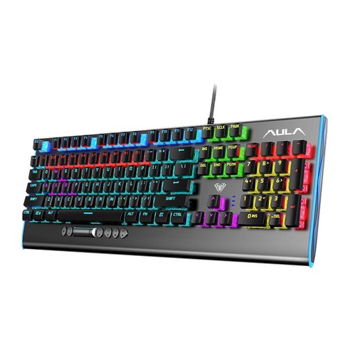RGB LED 백라이트 USB 유선 기계식 키보드 금속 패널 PC 게이머 PS4, 블랙 스위치, {"사이즈":"445x160x22mm 17.52x6.3x0.87 인치"}, {"수건소재":"ABS"}