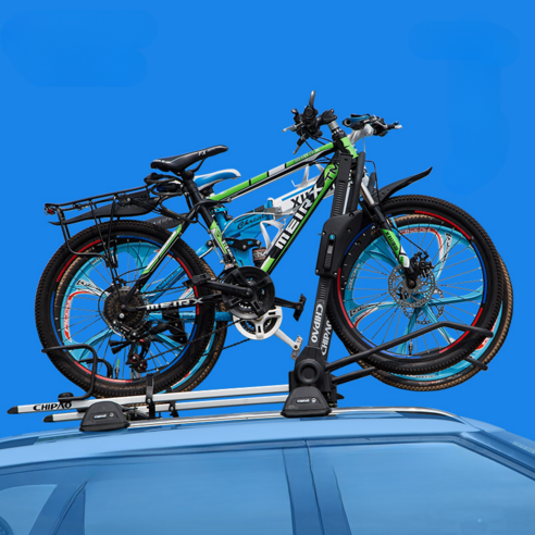  실버 루프 랙 수하물 바 레일 엔드 커버 셸 캡 트림 도요타 RAV4 XA40 2013 2014 2015 2016 2017 2018 교체 루프용품 지붕형 차량용 자전거 장착 캐리어 거치대 운반 운송, (강화)루프 바이크 랙(2) + 특수 크로스바