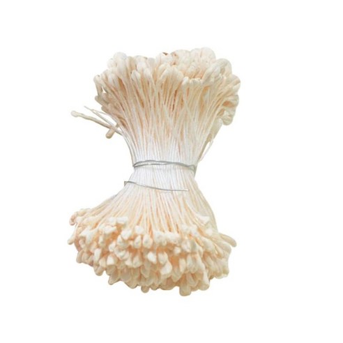 2개의 진주가 있는 360개의 인공 꽃 하트 꽃 수술 세트, 베이지, 2MM x 60mm, 석고