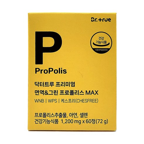 닥터트루 프리미엄 브라질 면역 그린 프로폴리스 MAX 향산화 면역 영양제 아연 셀렌, 60정, 1개