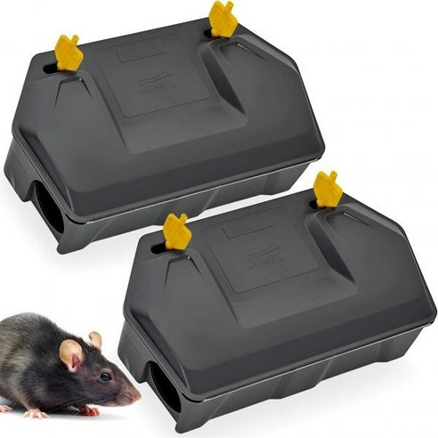 Rat Bait Station Outdoor Rodent Trap with Key Eliminates Rats Fast. Keeps Children and Pets Safe I, 2 pack_Black 2 Pack #2