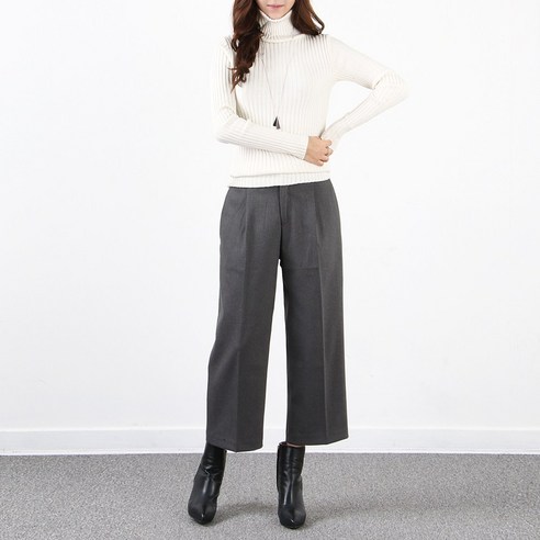 엠아이유 핏예쁜 도톰한 모던밴딩와이드팬츠, 겨울바지, 오피스룩 정장바지