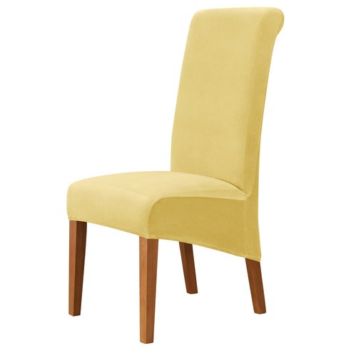 심플한 은호 벨벳 의자 커버 높은 등받이 확대 초유연 비스듬히 밑단 식탁 의자 커버, 26#레몬 옐로우
