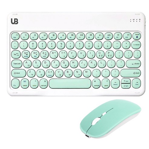 UB BK2 동글 블루투스 키보드+듀얼 마우스 세트, 그린 set 미디움, 텐키리스