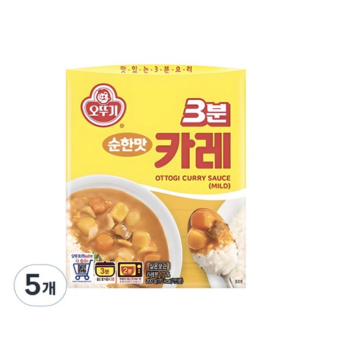 오뚜기 3분카레 순한맛, 200g, 5개