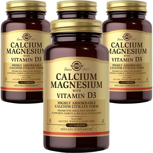 솔가 칼슘 마그네슘 비타민 D3 타블렛, 150정, 4개