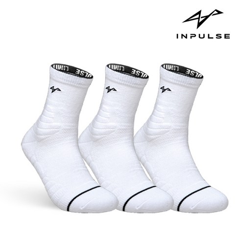 인펄스 퍼포먼스 쿼터 중목 스포츠양말 축구 농구 러닝 3켤레 세트, L (270~300mm)