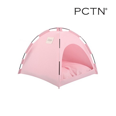 PCTN 원터치 애견텐트 고양이하우스 냥댕이 글램핑 방석쿠션 텐트집, 핑크 (S), 1개