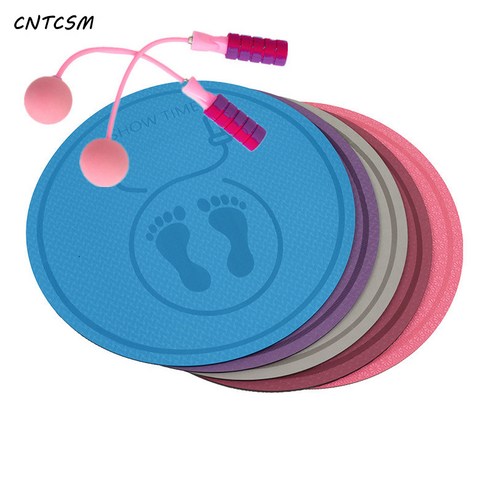 tpe 미니 줄넘기 매트 충격 흡수 방음 가정용 무음 매트 실내 요가 끈 없는 전용 매트 양면 미끄럼 방지, 2종 세트(검은색 줄넘기 + 무선 줄넘기), 6mm(초보자)