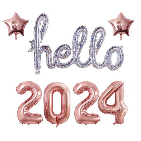 올리브파티 2024 신년 파티 용품 풍선 세트 패키지, 2세트, 로즈골드