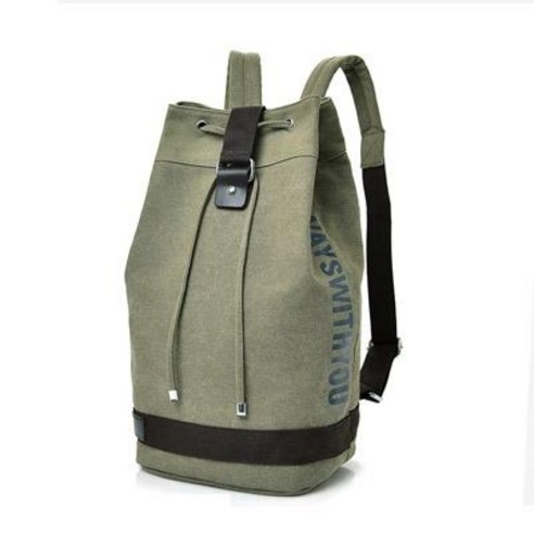 버킷 drawstring 배낭 캔버스 남자ins대용량 수하물 야외 여행 등산 가방 가방 가방 배낭, 큰 돈 군대 녹색