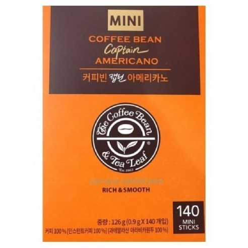 커피빈 캡틴 아메리카노 미니140T 원두커피, 1개, 140개입