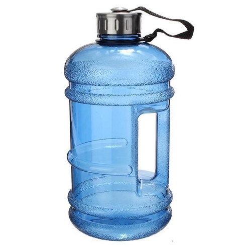 2.2L 대용량 다기능 아령 모양 물병 휴대용 스포츠 체육관 피트니스 푸시 캡 물 주전자 핸들 2020, 하나, 파란