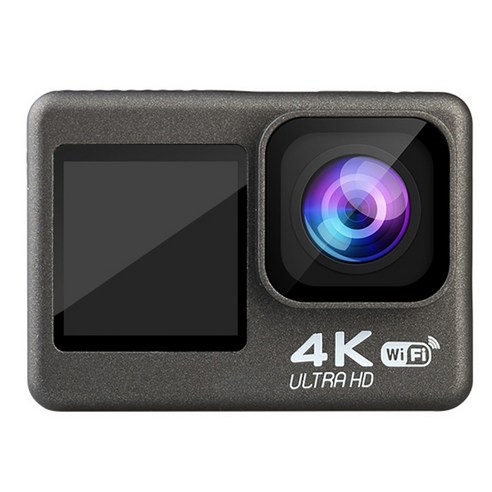 AFBEST 4K / 60Fps 2.0 인치 + 1.3 듀얼 스크린 액션 카메라 170 ° 수중 방수 헬멧 Go Sports Pro Vlog, 검정