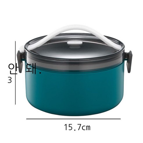 일본식 전자레인지 가열 가능 학생 직장인 도시락 다층 대용량 휴대용 도시락 보온 도시락, 1-2L, 홑녹색