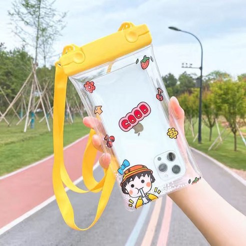ZZJJC 캐릭터 크로스폰 방수팩 터치스크린 잠수가방 밀폐팩 수영표류포켓온천, 투 버튼 완자, 원메이크업(하나뿐)
