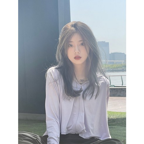 DFMEI 보라색 태양 방지 코트 이른 봄 새로운 후드 느슨한 통기성 자외선 방지 카디건 코트
