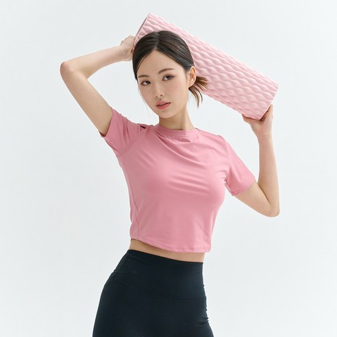 블랙몬스터핏 쿨베이스 기능성 크롭 반팔 티셔츠 요가 필라테스복 헬스 운동