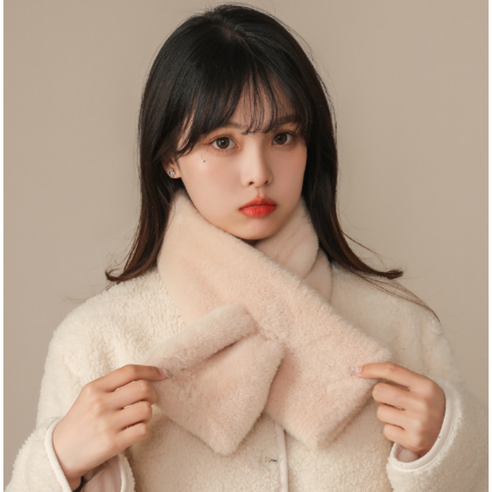 형아놀이터 쁘띠 숏 부드러운 여성목도리 편한목도리 캠핑목도리, 아이보리, 1개