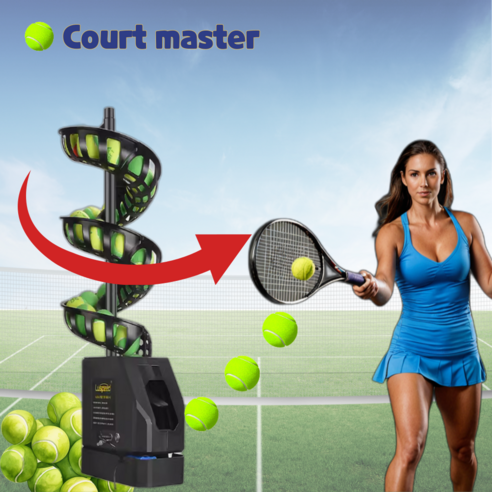 코트마스터 테니스볼머신 – 각도 조절 가능한 리모컨 스윙 연습기 (1개) 테니스스트링머신