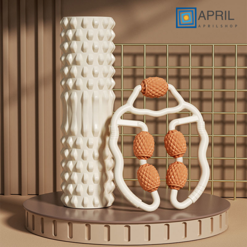 APRILSHOP 다리 마사지 롤러 롤러 마른 다리 강화 판다리 근육 이완 전문 헬스 기구 가정용 폼롤러 슈트, 아이보리, 늑대이빨 45cm+다리기