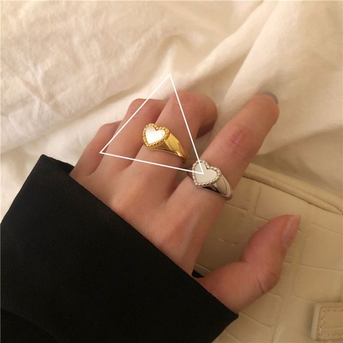 한국 동대문 925 순은 소규모 디자이너 차가운 바람 사치 기질 조개 하트 개구부 여자 반지