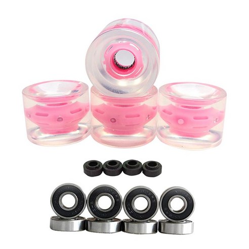4pcs 70mm 라이트 업 롱 보드 스케이트 보드 휠 마그네틱 코어 휠, 분홍, 70 x 51mm, PU