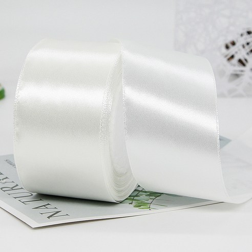 기본 새틴 공단 리본끈 50mm 22m, 42# 오리진화이트