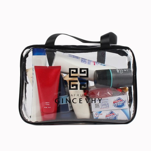 [코스릴] 방수 투명 화장품 가방 휴대용 세척 가방, 대형 투명