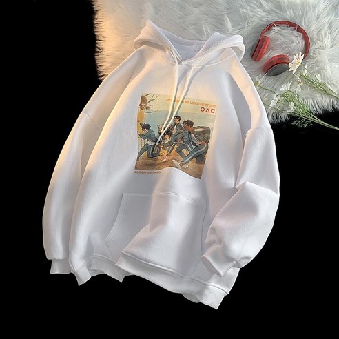 DFMEI 아트 남자 국가 패션 레트로 인쇄 후드 스웨터 봄 디자인 감각 틈새 느슨한 게으른 스타일 코트