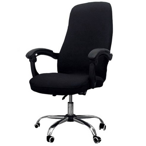 Deoxygene 원피스 사무실 팔걸이 시트 커버 회전 탄성 의자 컴퓨터 안락 보호 (시트 만), 검은 색
