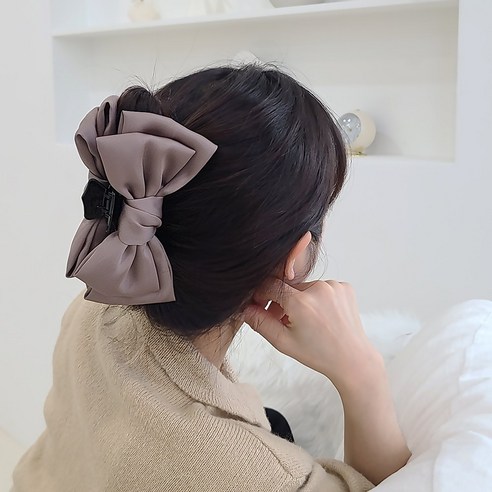 [블링살롱made/국내제작] 데일리 볼륨 새틴 리본집게핀 클래식올림머리 집게핀 3컬러