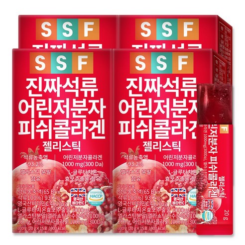 순수식품 석류 저분자 콜라겐 젤리 스틱, 300g, 4개