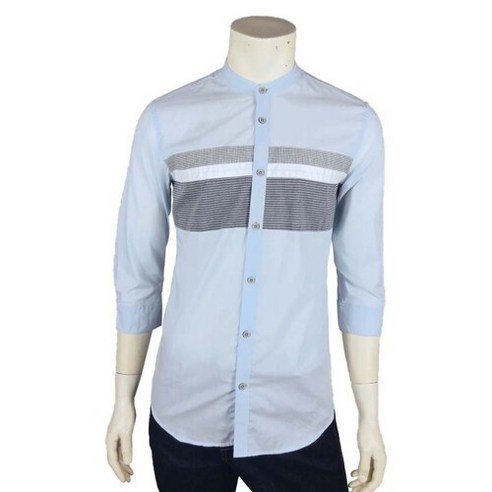 카이아크만 패턴 포인트 7부 소매 셔츠(KPBSH684M0_SK)