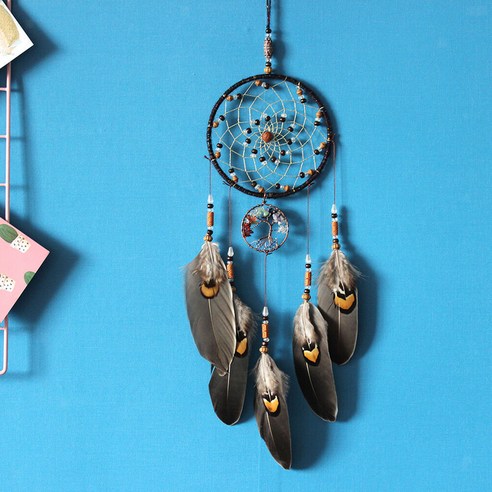 인도 스타일 브라운 빅 라운드 드림 캐처 바람 종소리 벽 장식 장식, 하나, 보여진 바와 같이
