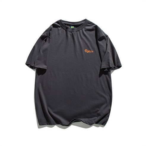 KORELAN 의도 고풍스러운 22 인사이드 뒷판 레터링 린트 반팔 티셔츠 루즈핏 캐주얼 숏티남
