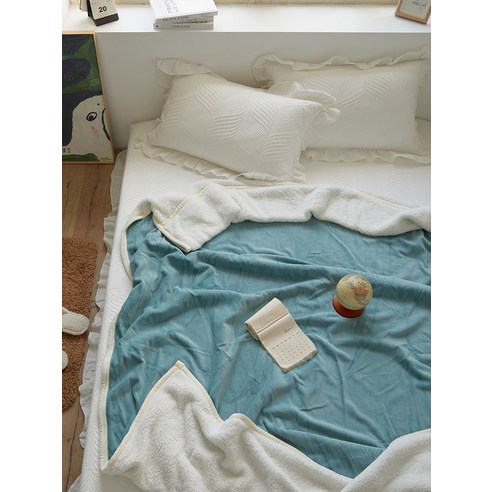 smy우유 양모 담요 침대 만들기 겨울 두꺼운 기숙사 레저 담요 따뜻한 양모 담요, smy안개 블루, 150 × 200cm