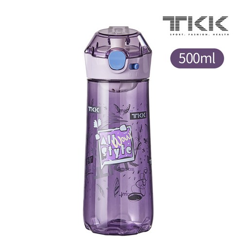 TKK 홈 대용량 플라스틱 아이디어 스포츠 물컵 tritan 휴대용 로프 야외 스포츠 컵, 자주색, 350ml