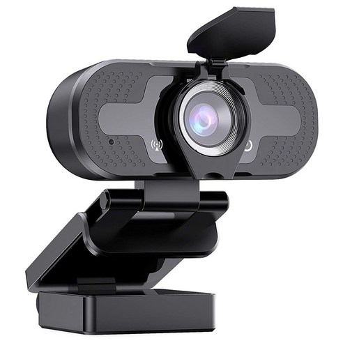 Monland 1080P HD 스트리밍 USB PC 웹 카메라(프라이버시 실드 및 화상 회의 녹화용 마이크 포함)(검정), 검은 색, ABS