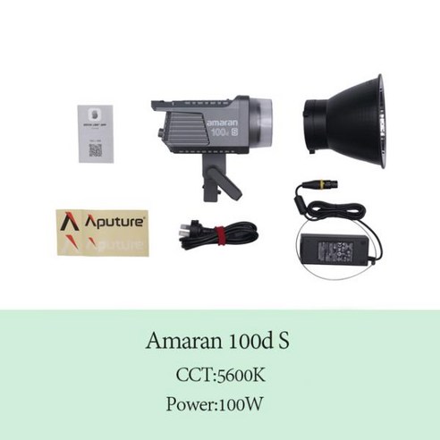 Aputure Amaran 100d S 100W 일광 LED 비디오 조명 스튜디오 용 앱 제어 보웬스 마운트 CRI 96 TLCI 99, 01 Amaran 100d S, 1개