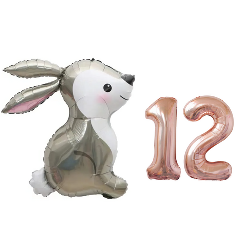 파파 파티 곰돌이 토끼 풍선 생일 파티 숫자 풍선 세트, 토끼 12, 1세트