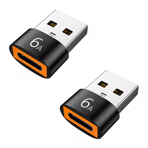 USB C TO A 젠더 120W 6A C타입 변환젠더, 1.9cm, 블랙, 2개