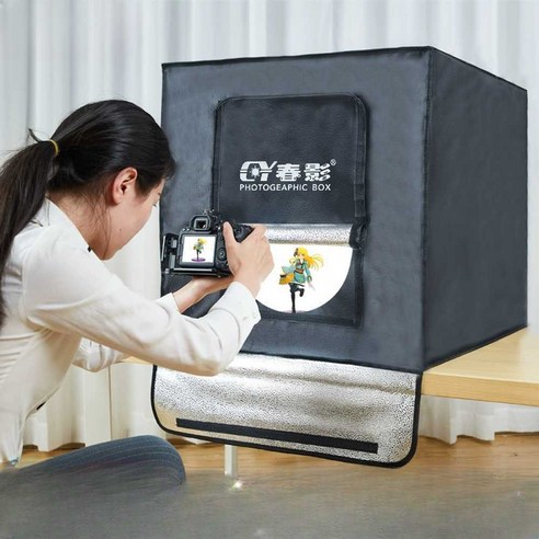 간이부스 상품 소품촬영 조명박스 프레임 제품촬영, 45cm 접이식 3색조명 USB