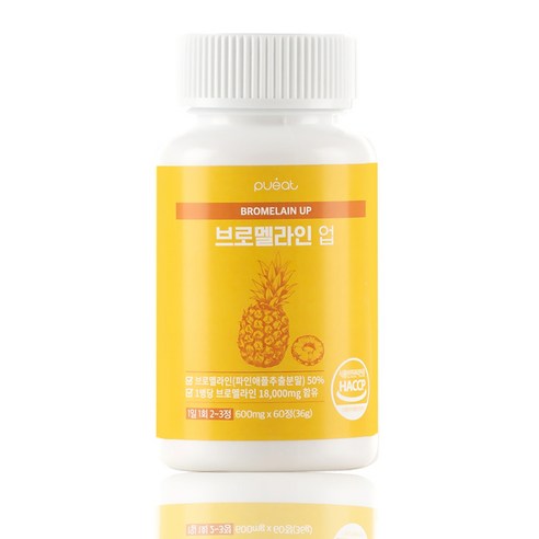 효소 퓨잇 브로멜라인 업 600mg, 60정, 1개