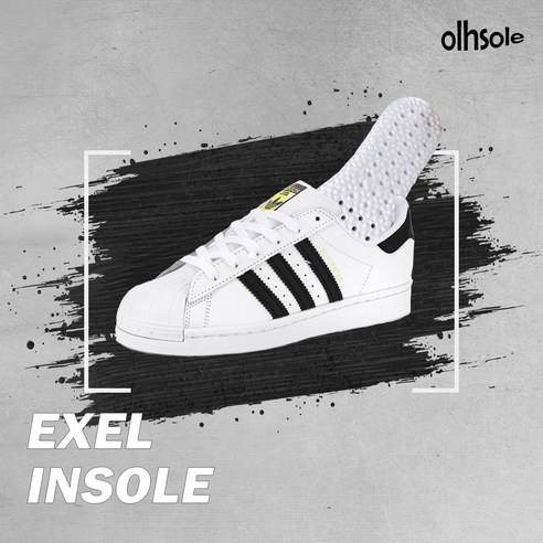 발의 피로감과 충격을 효과적으로 줄여주는 고탄력 쿠션과 메모리폼 소재의 olhsole 기능성 반스 깔창