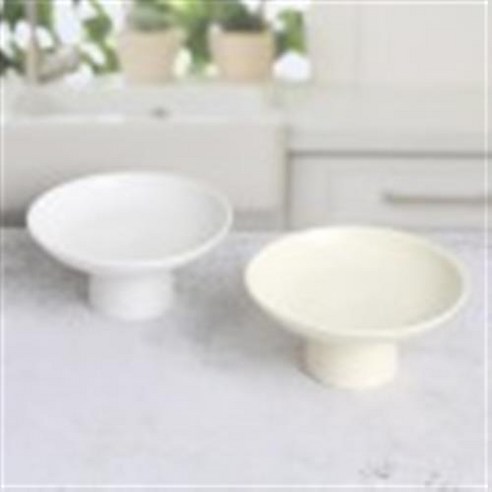 섬세한 아름다움이 깃든 무광 도자기 굽 접시 S-198