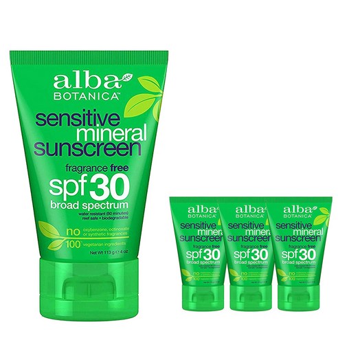 알바보타니카 센서티브 미네랄 선스크린 프레그런스 프리 SPF30, 113g, 4개