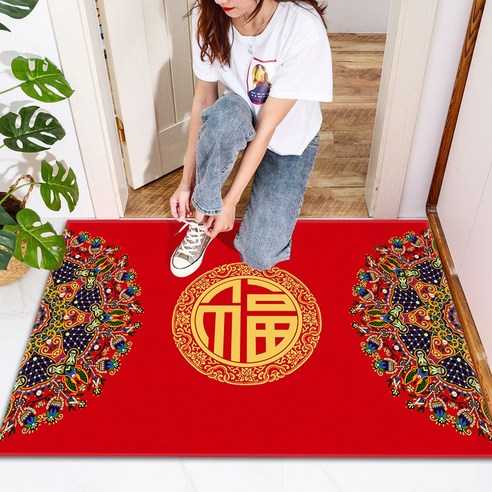 명절 경사 출입 평안 매트리스 입주 매트리스 깔개 개성 창의 만화 출입 카펫 발판, 40cm * 60cm, 신(화변복)