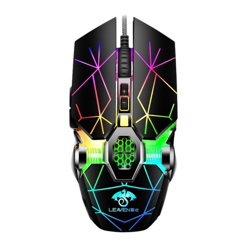 Xzante Leaven S30 RGB 유선 게임용 마우스 3200 DPI 스펙트럼 백라이트 인체 공학적 마우스 프로그래밍 가능 Win XP/7/8/10 블랙용, 검은 색, ABS