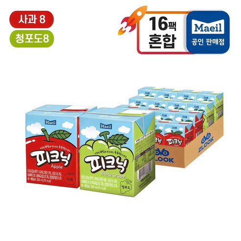 매일유업 피크닉 200ml 16팩(사과8+청포도8), 200ml, 1세트 - 기타 과일/야채음료 | 쿠팡